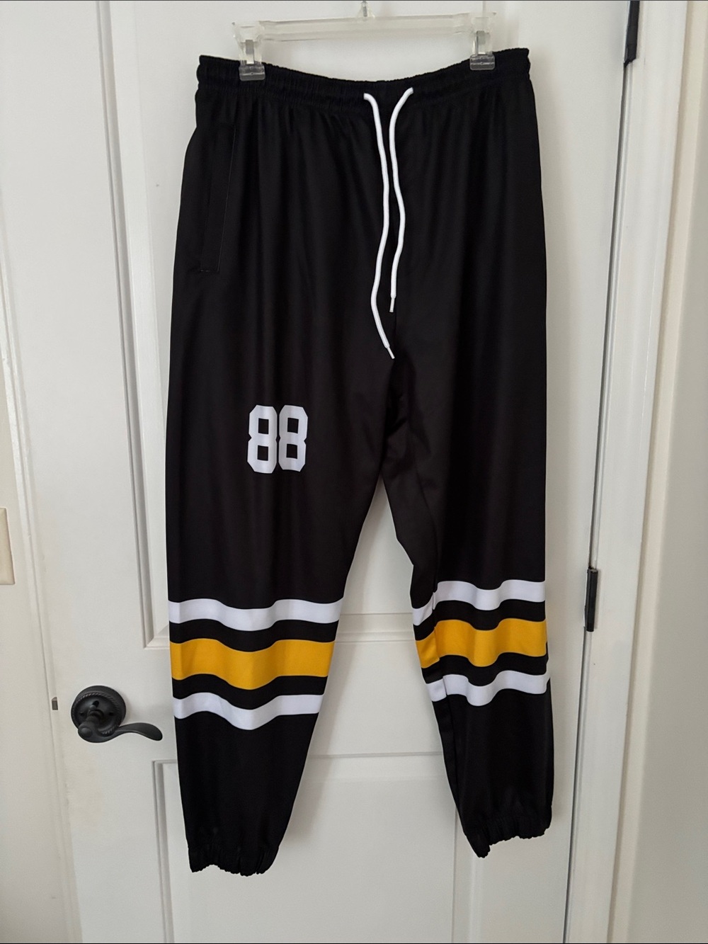 Black Kids Athletic Joggers with Yellow Stripe
